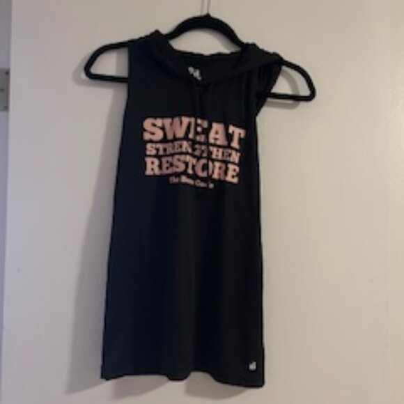 Vintage The Barre Code Black Hooded Tank Top - Picture 1 of 3